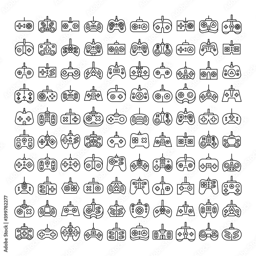 gamepad and game controller icons line design gamepad and game controller icons line design