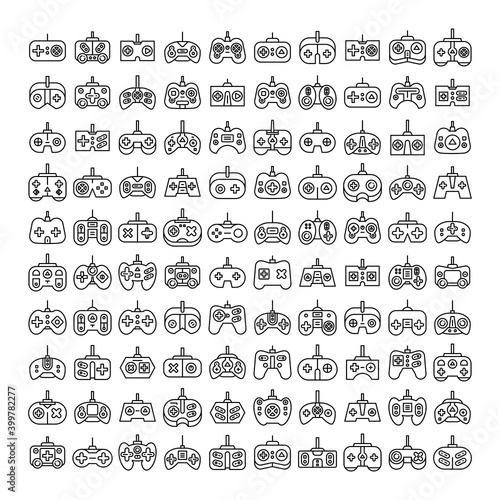 gamepad and game controller icons line design