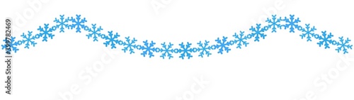 christmas blue snowflakes garland, illustration for winter season vector isolated on white background
