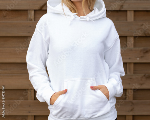 White hoodie sweatshirt mockup with copy space