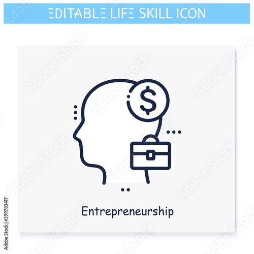 Entrepreneuship line icon. Business skill, thinking. Personality strengths and characteristics.Soft skills concept. Human resources management. Isolated vector illustration. Editable stroke 