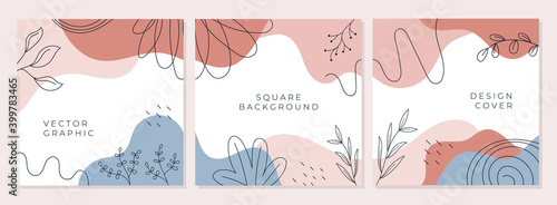 Set of abstract creative backgrounds with minimal trendy style.