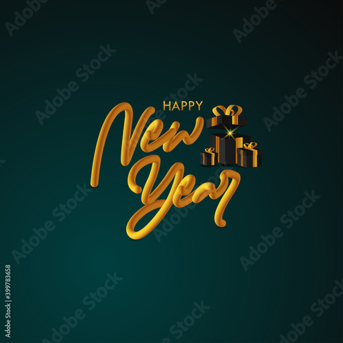 Happy New Year With 3d Tube Text Vector Design For Banner Print and Greeting Background