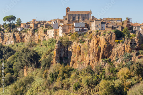 Castel Sant Elia - located on a scary cliff and famous for its wonderful basilica  Castel Sant Elia is among the most notable villages in central Italy. Here a glimpse of the houses over the cliff