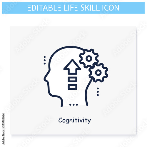 Cognitivity line icon. Self cognition, personality improvement. Personality strengths and characteristics.Soft skills concept. Human resources management.Isolated vector illustration. Editable stroke 
