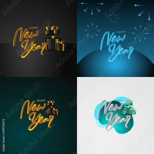 Happy New Year With 3d Tube Text Vector Design For Banner Print and Greeting Background
