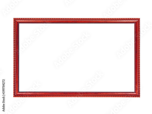 Wooden red frame for paintings. Isolated on white