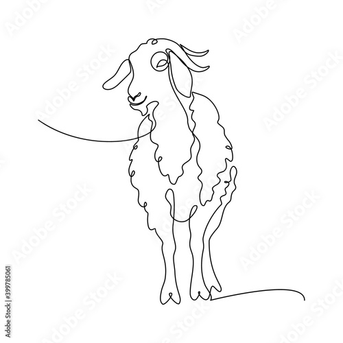 Fotomurale Goat in continuous line art drawing style