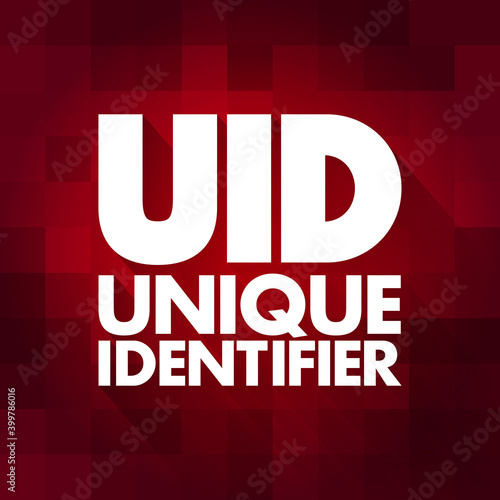 Foto UID - Unique identifier acronym concept background