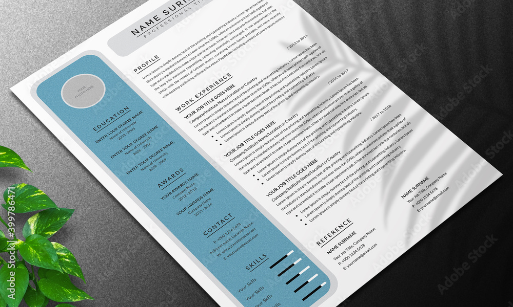 Resume template Stock Vector Adobe Stock Resume template Stock Vector Adobe Stock
