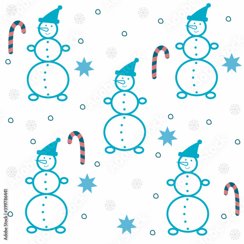 seamless pattern with snowman