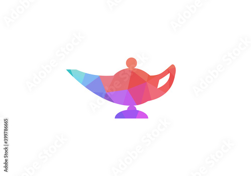 Silhouette Aladin lamp vector. Lamp aladdin magic vector icon. Aladin genie lamp bottle