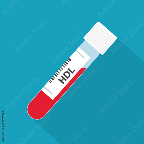 HDL (High-density Lipoprotein) blood test tube- vector illustration