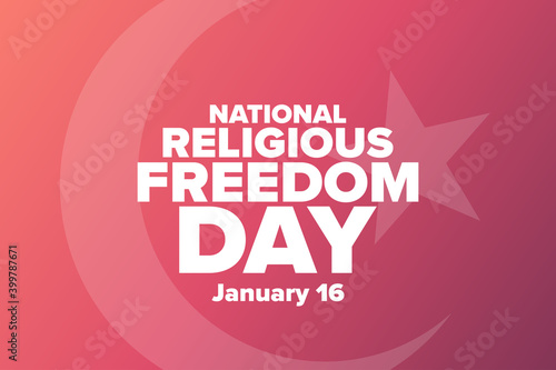 National Religious Freedom Day. January 16. Holiday concept. Template for background, banner, card, poster with text inscription. Vector EPS10 illustration. .