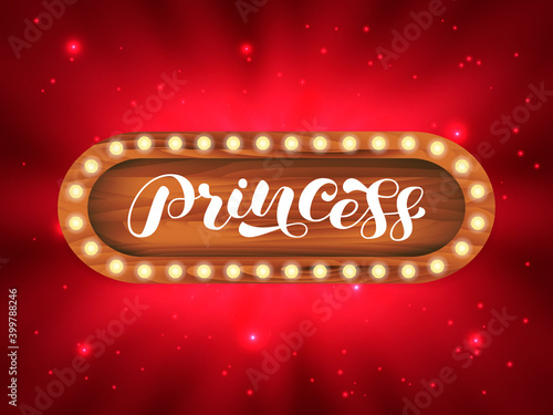 Princess brush lettering. Vector stock illustration for poster or banner