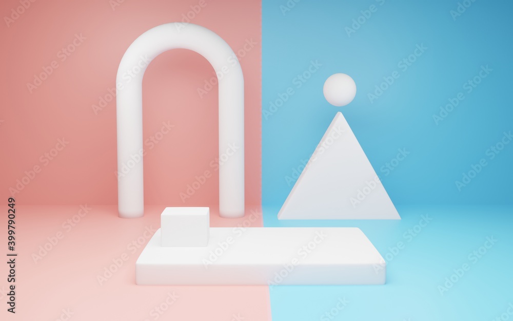 3D Render of Abstract,Pink and blue background,Geometry Composition,Podium. Minimal Studio Copy Space. Futuristic Interior Backdrop for Landing Page, Showcase, Product Presentation. 3D Render of Abstract,Pink and blue background,Geometry Composition,Podium. Minimal Studio Copy Space. Futuristic Interior Backdrop for Landing Page, Showcase, Product Presentation.