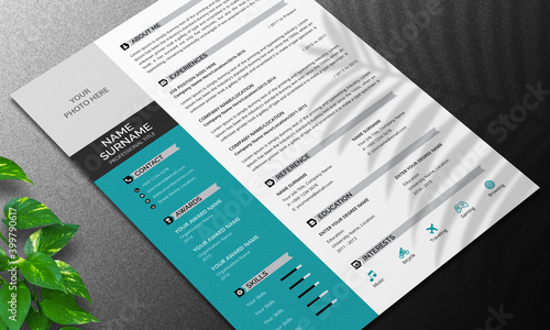 Resume Layout with Blue Accents