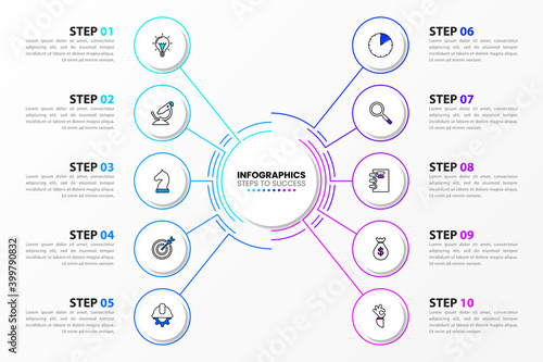 Infographic design template. Business concept with 10 steps