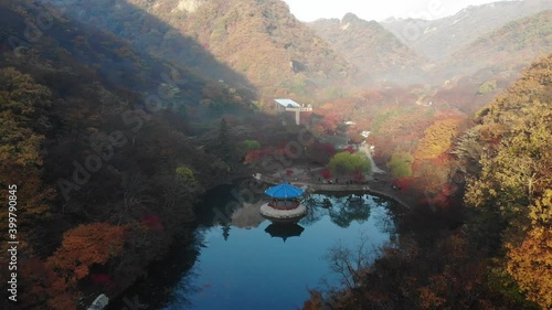 Aerial view autumn forest of Naejangsan National Park,South Korea.
