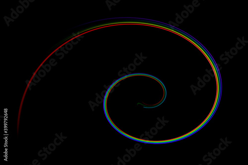 Dynamic multicolored glowing lines on a black background