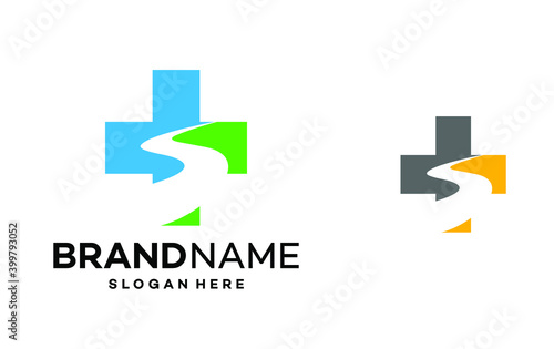 health road logo design concept, tech logo design template