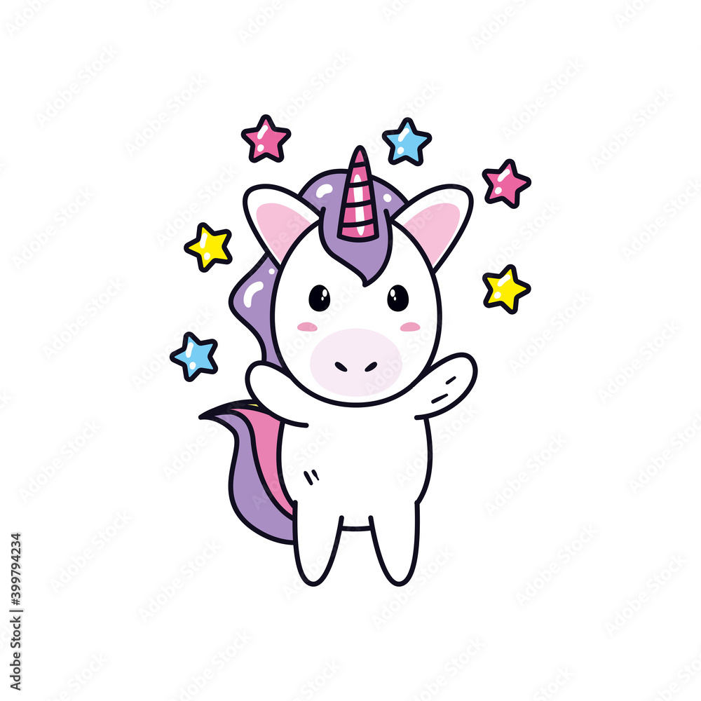 unicorn horse cartoon with stars vector design unicorn horse cartoon with stars vector design