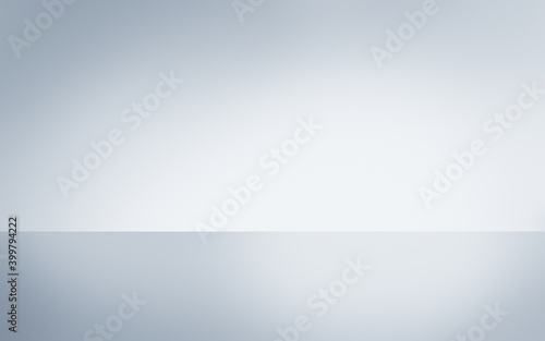 Silver blue grey polished reflective steel surface with background horizon. photo