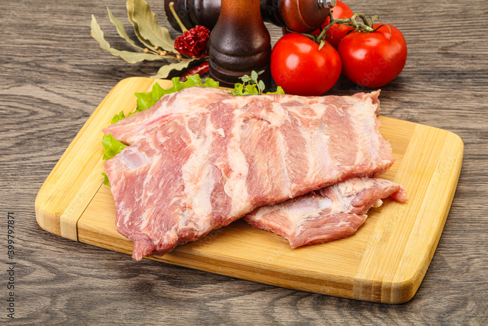 Raw pork ribs for cooking