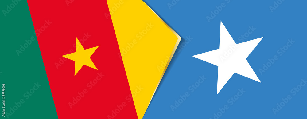 Cameroon and Somalia flags, two vector flags. Cameroon and Somalia flags, two vector flags.