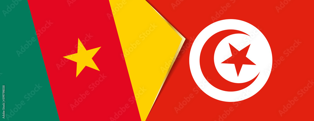 Cameroon and Tunisia flags, two vector flags. Cameroon and Tunisia flags, two vector flags.