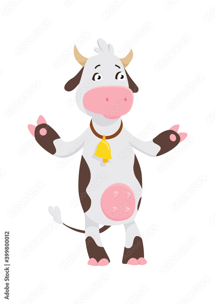 Funny cow cartoon character, happy cow illustrarion, logo template. Funny cow cartoon character, happy cow illustrarion, logo template.
