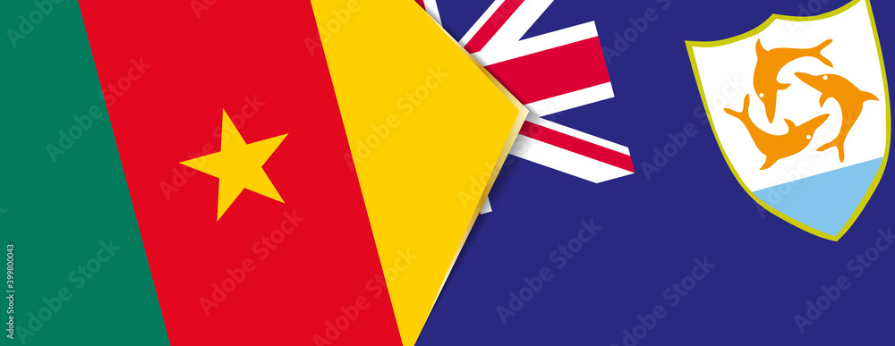 Cameroon and Anguilla flags, two vector flags. Cameroon and Anguilla flags, two vector flags.