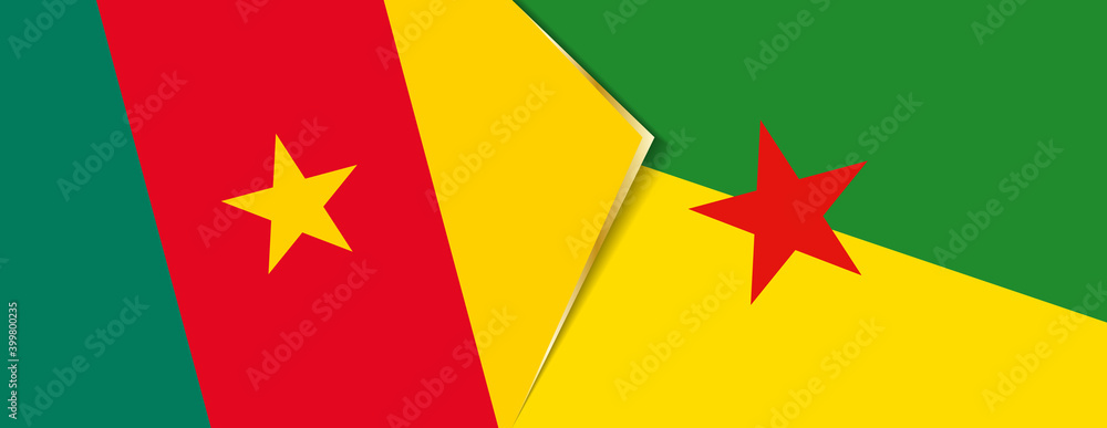 Cameroon and French Guiana flags, two vector flags. Cameroon and French Guiana flags, two vector flags.