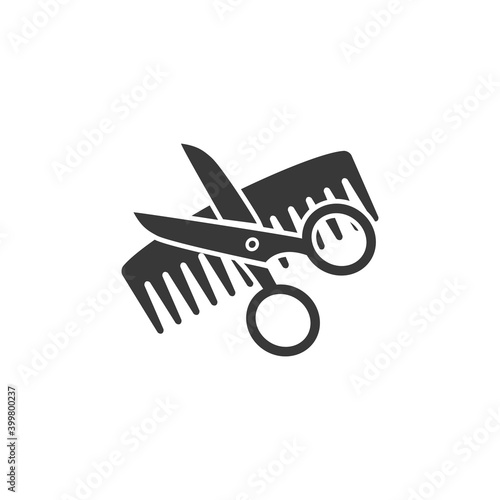 Flat icon scissors and combs isolated on white background. Beauty 