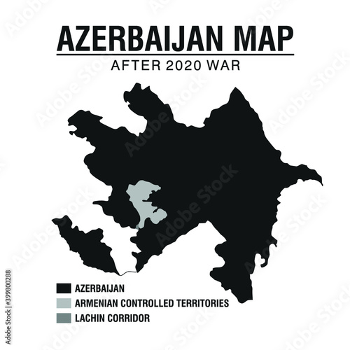 Azerbaijan Map Accepted by France. Proposal of Region in Paris, 1918. Vector Illustration.