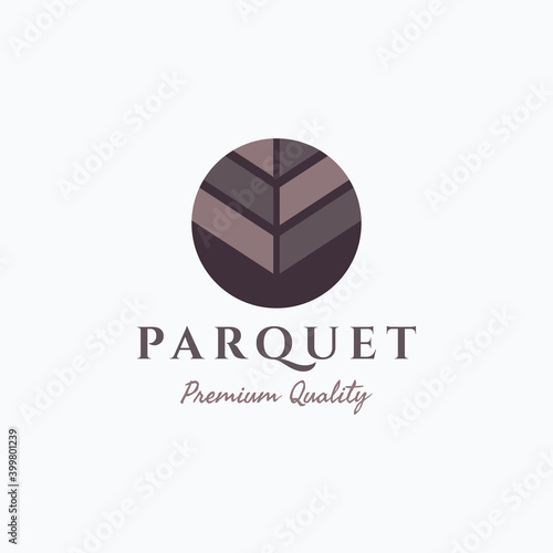 Vector illustration of minimalist circle parquet flooring vinyl tile logo design