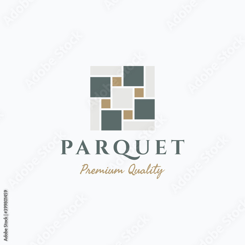 Vector illustration of minimalist parquet flooring vinyl tile logo design