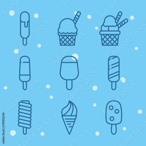 ice cream line style icon set vector design