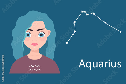 Aquarius. girl as a zodiac sign, vector illustration.