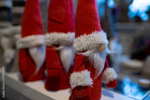 Christmas decoration - leprechaun, santa claus, gnome, Scandinavian style, handicraft, hand made, red, mustache, beard