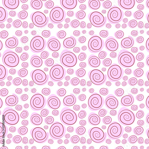 Drawn roses. Pattern  pink spiral roses  flowers  abstract.