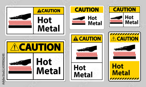 Caution Hot Metal Symbol Sign Isolated On White Background