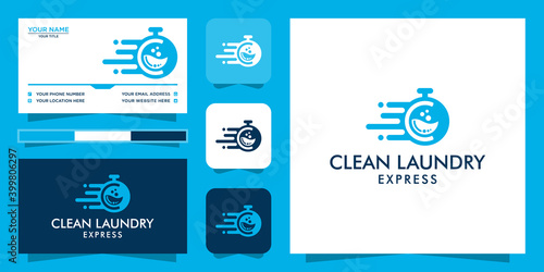 Laundry express logo. and business card template