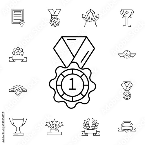 Award, medal, first place flat vector icon in awards pack