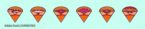 set of crepes cartoon icon design template with various models. vector illustration isolated on blue background