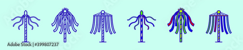 Fotografie set of maypole cartoon icon design template with various models