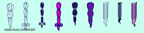 set of plait cartoon icon design template with various models. vector illustration isolated on blue background