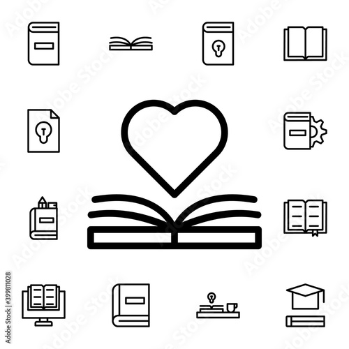 Book, love flat vector icon in books pack