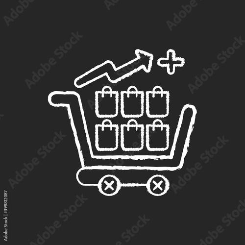 Overconsumption chalk white icon on black background. Resource use has outpaced sustainable capacity of ecosystem. People damaging earth resourses. Isolated vector chalkboard illustration