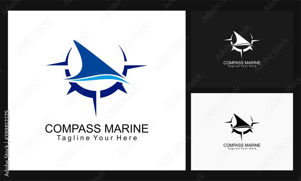 Naklejka premium wave compass concept design signpost logo